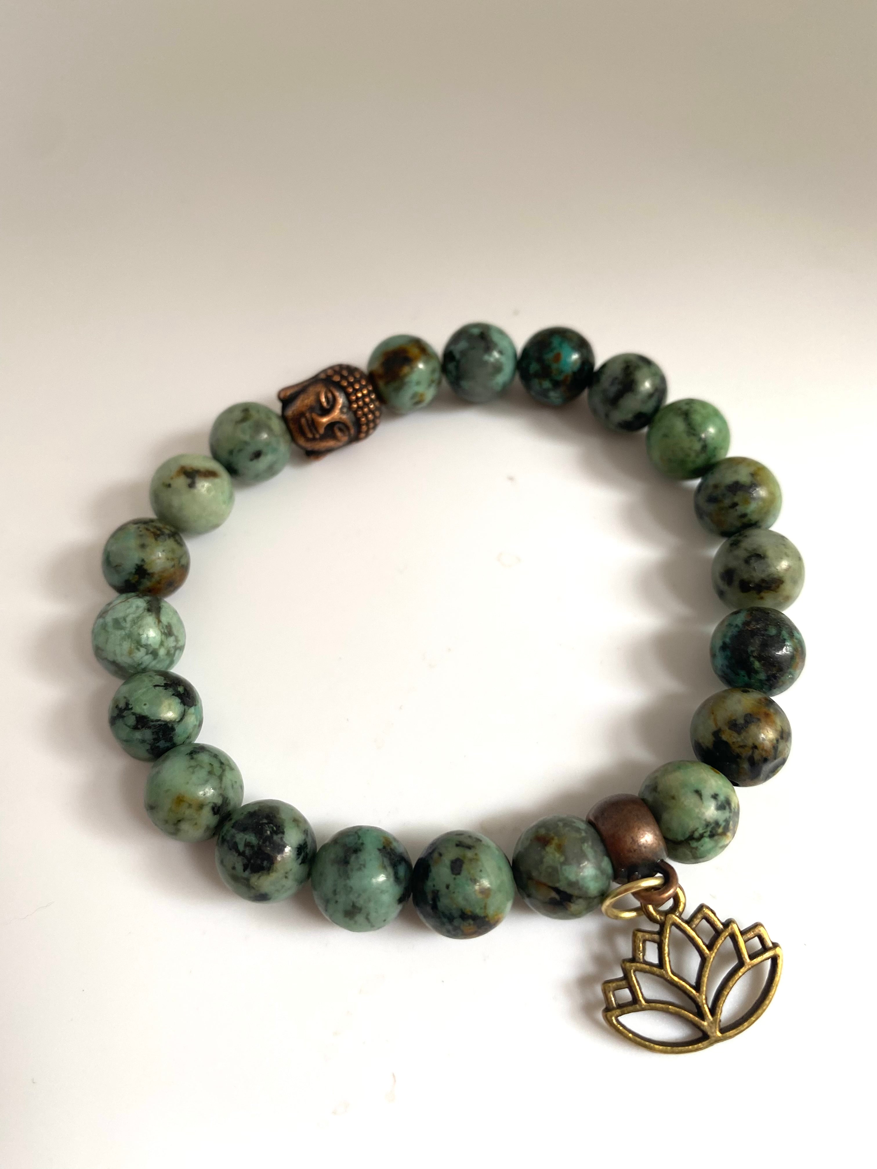 African Turquoise & Black Lava Bracelet, Diffuser Bracelet, Stretch Yoga  Bracelet, Mala Jewelry, Tibetan Med… | Lava bracelet, Diffuser bracelets, African  turquoise